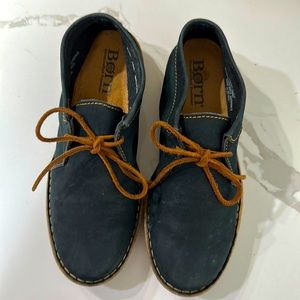 Born Nuala Blue Nubuck Leather booties women’s size 9.5
